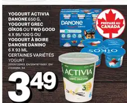 L'Intermarché YOGOURT DANONE 650G, YOGOURT GREC 4 X 95/100 G OU YOGOURT À BOIRE DANINO 6 X 93 ML offer
