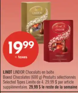 Pharmaprix LINDT LINDOR Boxed Chocolates (600 g) offer