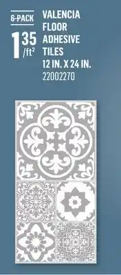 Canac Valencia Floor Adhesive tiles 12in. x 24 in offer