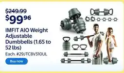 Walmart IMFIT AIO Weight Adjustable Dumbbells (1.65 to 52 lbs) offer
