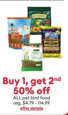 Petsmart ALL pet bird food offer