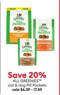 Petsmart ALL Greenies cat & dog pill pockets offer