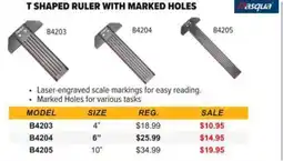 Busy Bee Tools T shaped ruler with marked holes B4203 offer