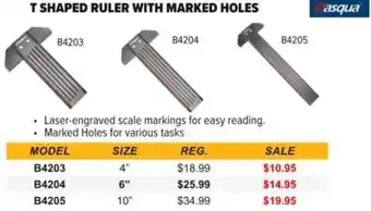 Busy Bee Tools T shaped ruler with marked holes B4204 offer