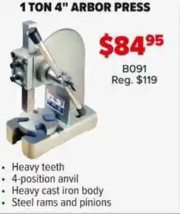 Busy Bee Tools 1 ton 4" arbor press offer
