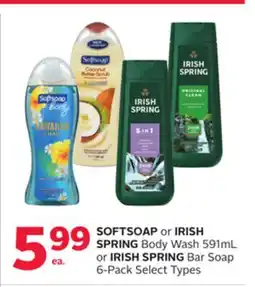 Rexall SOFTSOAP or IRISH SPRING Body Wash 591mL or IRISH SPRING Bar Soap 6-Pack offer