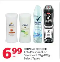 Rexall DOVE or DEGREE Anti-Perspirant or Deodorant offer