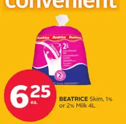Rexall BEATRICE Skim, 1% or 2% Milk 4L offer