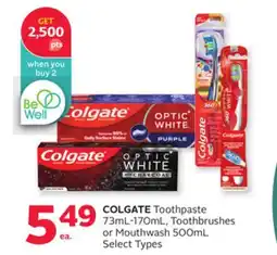 Rexall COLGATE Toothpaste 73mL-170mL, Toothbrushes or Mouthwash 500mL offer
