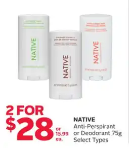 Rexall NATIVE Anti-Perspirant or Deodorant offer
