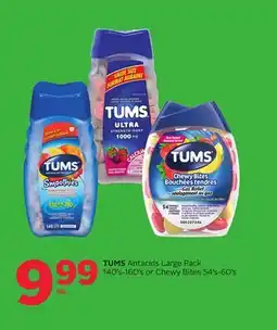 Rexall TUMS Antacids Large Pack 140's-160's or Chewy Bites 54's-60's offer