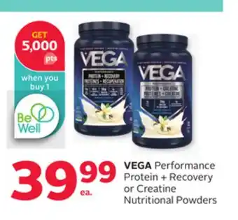 Rexall VEGA Performance Protein + Recovery or Creatine Nutritional Powders offer