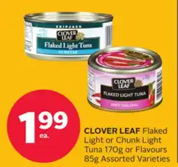 Rexall CLOVER LEAF Flaked Light or Chunk Light Tuna 170g or Flavours 85g offer