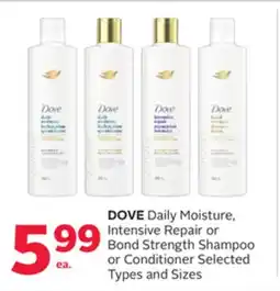 Rexall DOVE Daily Moisture, Intensive Repair or Bond Strength Shampoo or Conditioner offer
