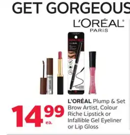 Rexall L' ORÉAL Plump & Set Brow Artist, Colour Riche Lipstick or Infallible Gel Eyeliner or Lip Gloss offer