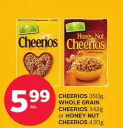 Rexall CHEERIOS 350g, WHOLE GRAIN CHEERIOS 342g or HONEY NUT CHEERIOS 430g offer