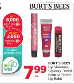 Rexall BURT'S BEES Lip Shimmer, Squeezy Tinted Balm or Tinted Lip Balm offer