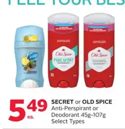 Rexall SECRET or OLD SPICE Anti-Perspirant or Deodorant offer