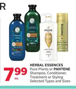 Rexall HERBAL ESSENCES Pure Plants or PANTENE Shampoo, Conditioner, Treatment or Styling offer