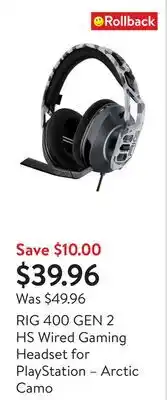 Walmart RIG 400 GEN 2 HS Wired Gaming Headset for PlayStation – Arctic Camo offer