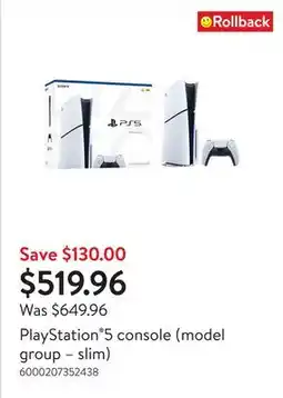 Walmart PlayStation 5 console (model group – slim) offer