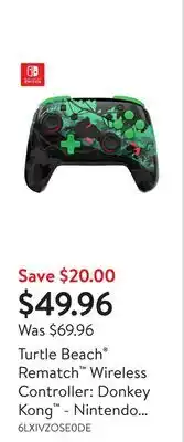 Walmart Turtle Beach Rematch Wireless Controller: Donkey Kong - Nintendo Switch , Nintendo Switch Lite offer