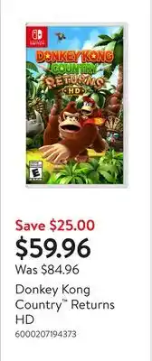 Walmart Donkey Kong Country Returns HD offer