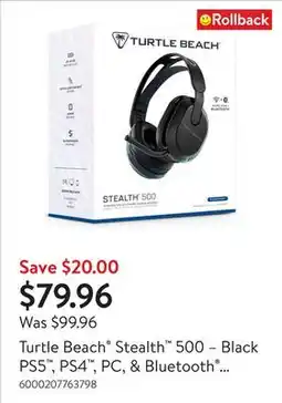 Walmart Turtle Beach Stealth 500 – Black PS5 , PS4 , PC, & Bluetooth Equipped Mobile Devices offer