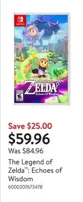 Walmart The Legend of Zelda : Echoes of Wisdom offer