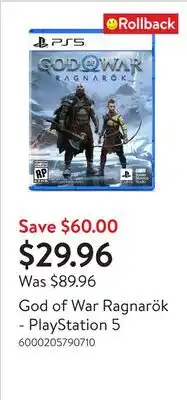 Walmart God of War Ragnarök - PlayStation 5 offer