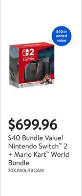 Walmart Nintendo Switch 2 + Mario Kart World Bundle offer