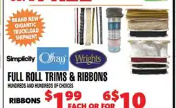 Len's Mill Stores FULL ROLL RIBBONS offer