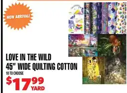 Len's Mill Stores LOVE IN THE WILD 45 WIDE QUILTING COTTON offer