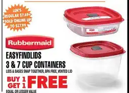 Len's Mill Stores RUBBERMAID EASYFINDLIDS 3 & 7 CUP CONTAINERS offer