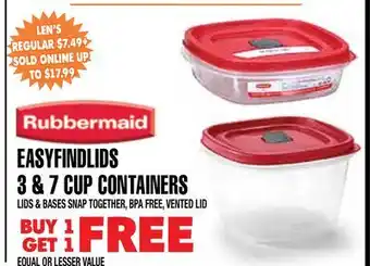 Len's Mill Stores RUBBERMAID EASYFINDLIDS 3 & 7 CUP CONTAINERS offer