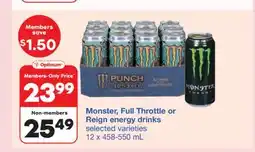 Wholesale Club Monster, Full Throttle or Reign Energy Drinks offer