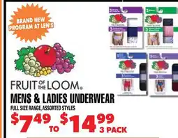 Len's Mill Stores FRUIT OF THE LOOM MENS & LADIES UNDERWEAR offer