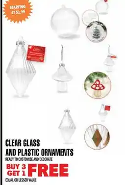 Len's Mill Stores CLEAR GLASS AND PLASTIC ORNAMENTS offer