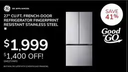 Goemans Appliances GE APPLIANCES 27 CU.FT. FRENCH-DOOR REFRIGERATOR FINGERPRINT RESISTANT STAINLESS STEEL offer