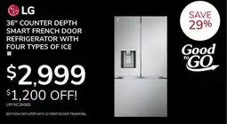 Goemans Appliances LG 36 COUNTER DEPTH SMART FRENCH DOOR REFRIGERATOR WITH FOUR TYPES OF ICE offer
