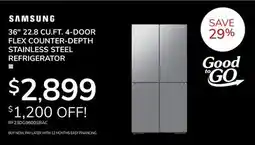 Goemans Appliances SAMSUNG 36 22.8 CU. FT. 4-DOOR FLEX COUNTER-DEPTH STAINLESS STEEL REFRIGERATOR offer
