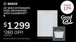 Goemans Appliances Bosch 24 BUILT-IN STAINLESS STEEL DISHWASHER WITH CLEANBOOST offer