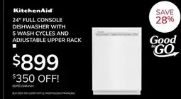 Goemans Appliances KITCHENAID 24 FULL CONSOLE DISHWASHER WITH 5 WASH CYCLES AND ADJUSTABLE UPPER RACK offer