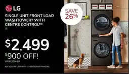 Goemans Appliances LG SINGLE UNIT FRONT LOAD WASHTOWER WITH CENTRE CONTROL offer