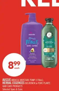 Shoppers Drug Mart AUSSIE MIRACLE MOISTURE PUMP (778mL), HERBAL ESSENCES BIO:RENEW or PURE PLANTS HAIR CARE PRODUCTS offer