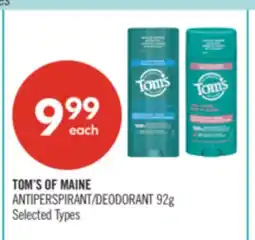 Shoppers Drug Mart TOM'S OF MAINE ANTIPERSPIRANT/DEODORANT offer