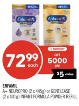 Shoppers Drug Mart ENFAMIL A+ NEUROPRO (2 x 445g) or GENTLEASE (2 x 431g) INFANT FORMULA POWDER REFILL offer