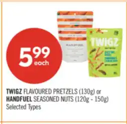 Shoppers Drug Mart TWIGZ FLAVOURED PRETZELS (130g) or HANDFUEL SEASONED NUTS (120g - 150g) offer