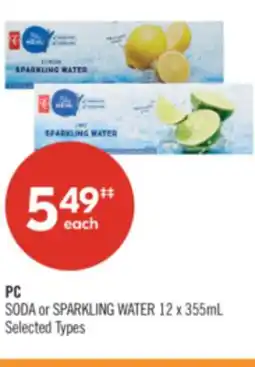 Shoppers Drug Mart PC SODA or SPARKLING WATER 12 x 355mL offer