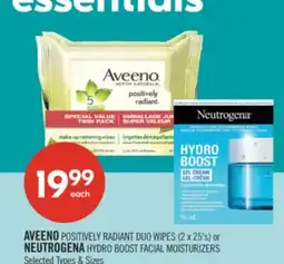 Shoppers Drug Mart AVEENO POSITIVELY RADIANT DUO WIPES (2 x 25's) or NEUTROGENA HYDRO BOOST FACIAL MOISTURIZERS offer